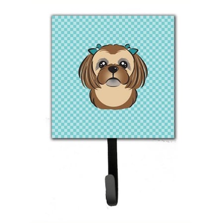 Jensendistributionservices Checkerboard Blue Chocolate Brown Shih Tzu Leash & Key Holder MI1725059